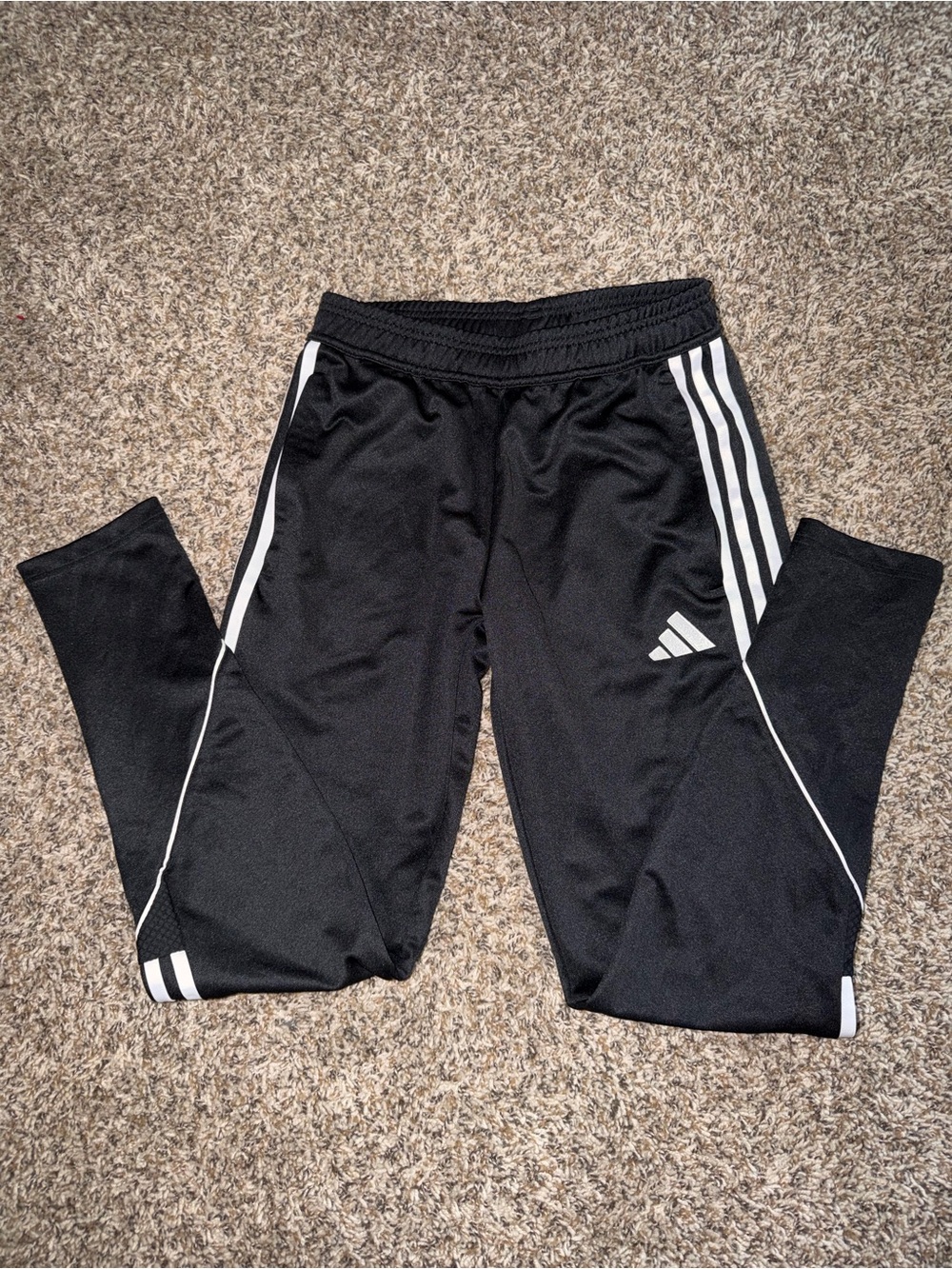adidas Black Jogger Pants with White Stripe Detail